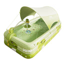 Inflatable Swimming Pool 260×160×56cm with Canopy & Dinosaur Spray – Kids Outdoor Water Play Set for Backyard, Garden, Summer Fun (Green)
