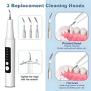 High-End Ultrasonic Tooth Cleaner with LED Light & Smart Gum Protection – 5 Modes, IPX7 Waterproof, Rechargeable, 3 Replacement Tips (White)