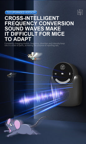USB Ultrasonic Pest Repeller with Dynamic Frequency & Flash Light – Smart Rat, Mosquito & Cockroach Deterrent for Home, Garage, Warehouse (Black)