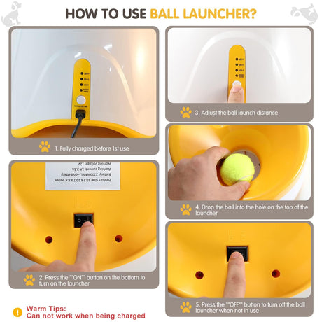Automatic Dog Ball Launcher with 15 Mini Tennis Balls & Mesh Bag – Rechargeable Pet Toy for Small Dogs, Adjustable Launch Distance, Interactive Play (Orange)