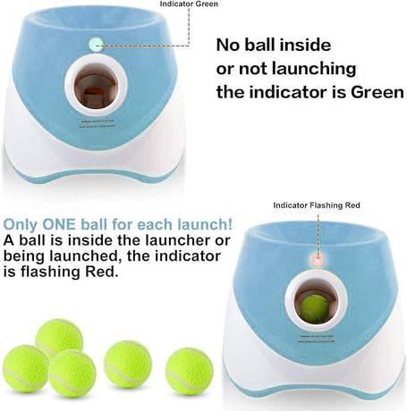 Automatic Dog Ball Launcher with 15 Mini Tennis Balls & Mesh Bag – Rechargeable Pet Toy for Small Dogs, Adjustable Launch Distance, Interactive Play (Blue)
