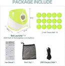 Automatic Dog Ball Launcher with 15 Mini Tennis Balls & Mesh Bag – Rechargeable Pet Toy for Small Dogs, Adjustable Launch Distance, Interactive Play (Light Green)