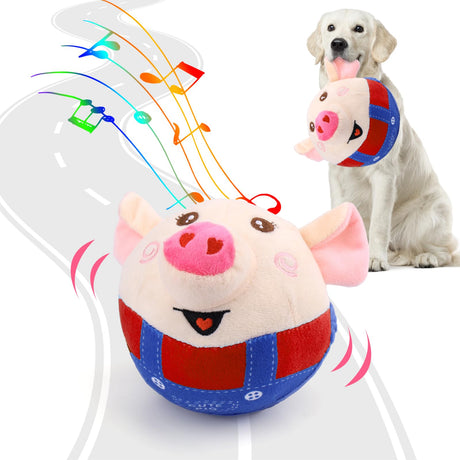 Interactive Pig Dog Toy – Rechargeable, Self-Moving & Squeaky with Recording & Music Modes, Dual-Mode Sound Activation, Durable Plush Cover, Ideal for Small to Large Dogs to Relieve Boredom and Anxiety (Red)