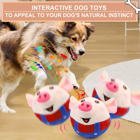 Interactive Pig Dog Toy – Rechargeable, Self-Moving & Squeaky with Recording & Music Modes, Dual-Mode Sound Activation, Durable Plush Cover, Ideal for Small to Large Dogs to Relieve Boredom and Anxiety (Red)