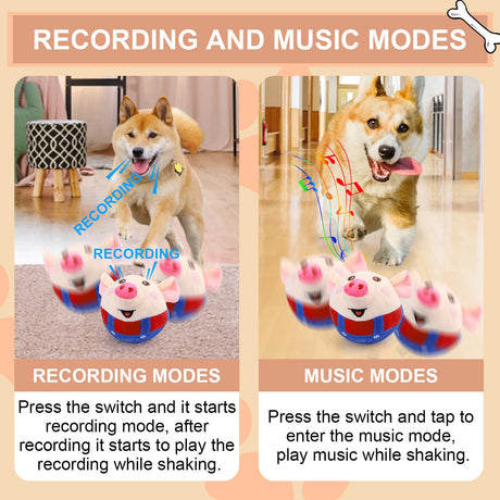 Interactive Pig Dog Toy – Rechargeable, Self-Moving & Squeaky with Recording & Music Modes, Dual-Mode Sound Activation, Durable Plush Cover, Ideal for Small to Large Dogs to Relieve Boredom and Anxiety (Red)