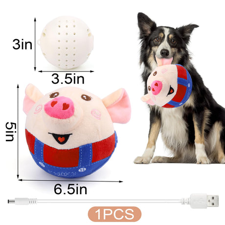 Interactive Pig Dog Toy – Rechargeable, Self-Moving & Squeaky with Recording & Music Modes, Dual-Mode Sound Activation, Durable Plush Cover, Ideal for Small to Large Dogs to Relieve Boredom and Anxiety (Red)