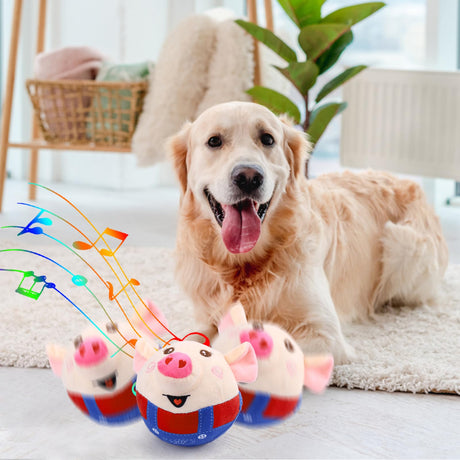 Interactive Pig Dog Toy – Rechargeable, Self-Moving & Squeaky with Recording & Music Modes, Dual-Mode Sound Activation, Durable Plush Cover, Ideal for Small to Large Dogs to Relieve Boredom and Anxiety (Red)