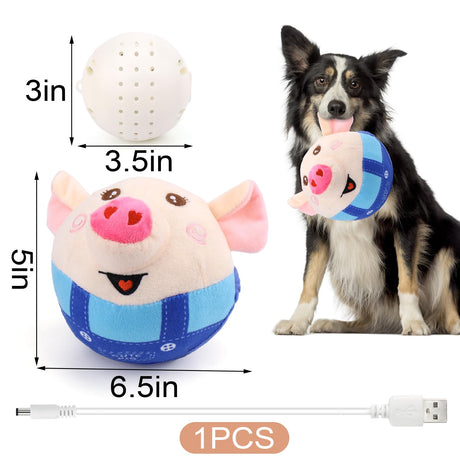 Interactive Pig Dog Toy – Rechargeable, Self-Moving & Squeaky with Recording & Music Modes, Dual-Mode Sound Activation, Durable Plush Cover, Ideal for Small to Large Dogs to Relieve Boredom and Anxiety (Blue)