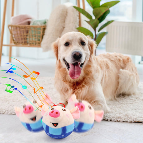 Interactive Pig Dog Toy – Rechargeable, Self-Moving & Squeaky with Recording & Music Modes, Dual-Mode Sound Activation, Durable Plush Cover, Ideal for Small to Large Dogs to Relieve Boredom and Anxiety (Blue)