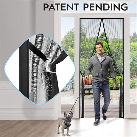 Magnetic Screen Door 90cm x 210cm – Self-Adhesive Mesh Netting for Mosquito & Wasp Protection, Indoor Outdoor Use, (Black,M)