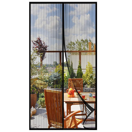 Magnetic Screen Door 110cm x 210cm – Self-Adhesive Mesh Netting for Mosquito & Wasp Protection, Indoor Outdoor Use, (Black,XL)