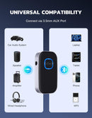 Bluetooth 5.3 Audio Receiver with Mic – Wireless AUX Adapter for Car Stereo, Speakers & Headphones, CVC8.0 Noise Cancellation, Dual Pairing, 16H Battery (Black)