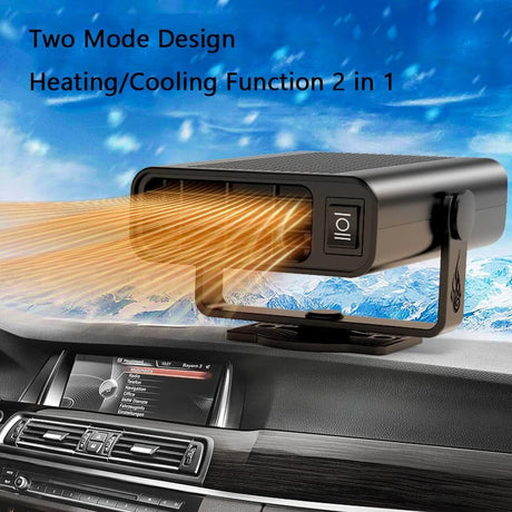 12V 120W Portable Car Heater and Defroster, 2-in-1 Fast Heating & Cooling Fan for Windshield Demisting, 360° Rotatable Auto Warmer for Winter Driving (Black)