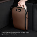 Car Shoe Storage Box – Portable Leather-Look Organizer for Passenger Seat or Trunk, Dustproof and Moisture-Resistant with Zipper and Handle (Brown)