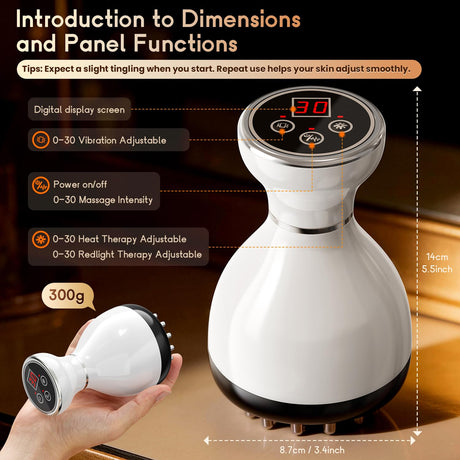 4-in-1 Cordless Body Sculpting Massager – Rechargeable Massage Tool with Heat, Light & Vibration for Skin Tightening & Relaxation (White)