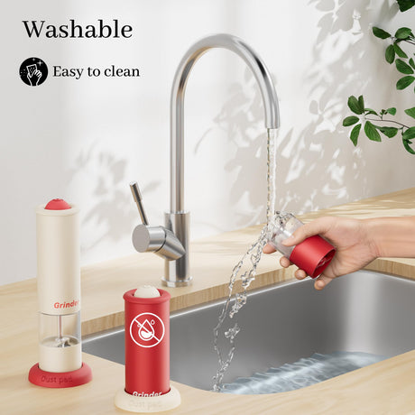 High-Performance USB-C Electric Pepper & Salt Grinder Set – Adjustable Coarseness, One-Touch Operation – Ceramic Grinding, Washable, Fast Charging – Kitchen Essential (Red & White)