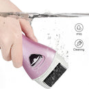Electric Foot File Rechargeable Pedicure Tool – 3 Interchangeable Rollers (Fine, Regular, Coarse), IPX6 Waterproof, 2-Speed Motor, LED Power Indicator, USB Charging, Includes Cleaning Brush, Compact & Quiet for Home Spa (Pink)