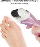 Electric Foot File Rechargeable Pedicure Tool – 3 Interchangeable Rollers (Fine, Regular, Coarse), IPX6 Waterproof, 2-Speed Motor, LED Power Indicator, USB Charging, Includes Cleaning Brush, Compact & Quiet for Home Spa (Pink)