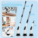 Wireless Electric Cleaning Brush with 8 Replaceable Heads – Adjustable Extendable Handle for Bathroom, Kitchen, Tiles & Car (White)