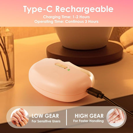 3-in-1 Electric Nail Trimmer for Kids, Adults & Seniors – Auto Nail Clipper with Polish Plate, Dust Collector, LED Light, Whisper-Quiet 40dB Operation, USB-C Rechargeable, Safe for Sensitive Nails (Pink)