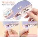 3-in-1 Electric Nail Trimmer for Kids, Adults & Seniors – Auto Nail Clipper with Polish Plate, Dust Collector, LED Light, Whisper-Quiet 40dB Operation, USB-C Rechargeable, Safe for Sensitive Nails (Purple)