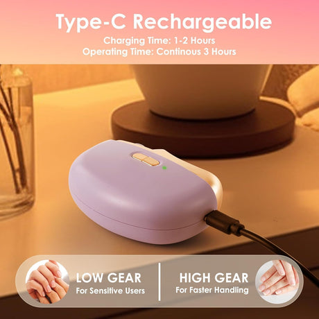 3-in-1 Electric Nail Trimmer for Kids, Adults & Seniors – Auto Nail Clipper with Polish Plate, Dust Collector, LED Light, Whisper-Quiet 40dB Operation, USB-C Rechargeable, Safe for Sensitive Nails (Purple)