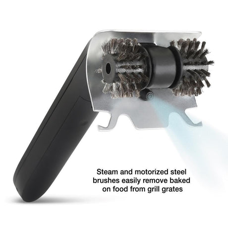 Electric Steam Grill Brush with Stainless Steel Bristles & 3000mAh Rechargeable Battery – Powerful BBQ Cleaner for All Grills, Indoor and Outdoor Use (Grey)