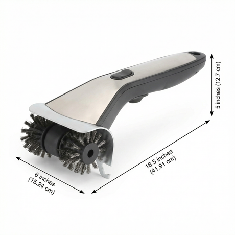 Electric Steam Grill Brush with Stainless Steel Bristles & 3000mAh Rechargeable Battery – Powerful BBQ Cleaner for All Grills, Indoor and Outdoor Use (Grey)
