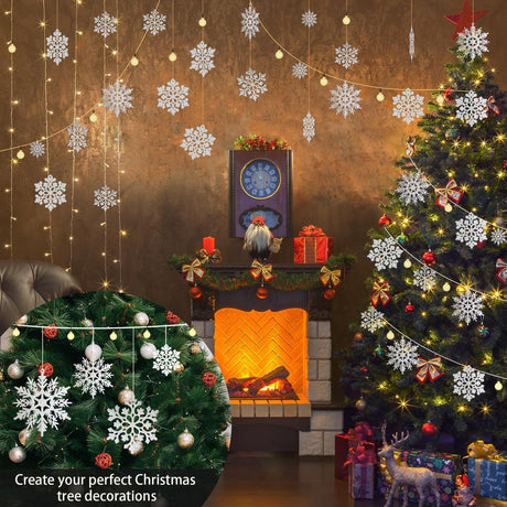 Festive Snowflake Ornaments for Christmas Tree, Party, and Winter Home Décor (Blue)