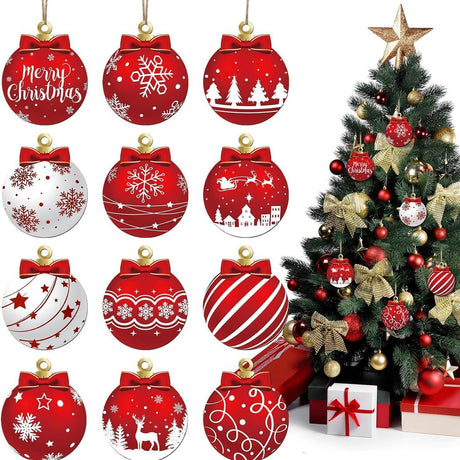 Festive Christmas Tree Ornaments For Holiday Home Party Decoration And Xmas Tree Hanging (red)