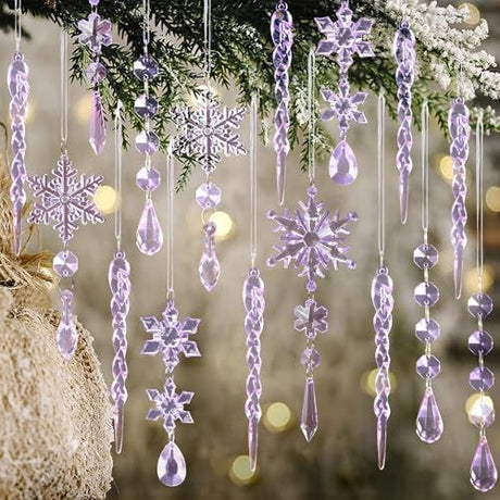 18-Piece Crystal Christmas Ornament Set for Tree, Party & New Year Decor (purple)