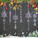 36PCS Acrylic Christmas Snowflake & Icicle Ornaments for Xmas Tree, Parties & Decor (light purple)