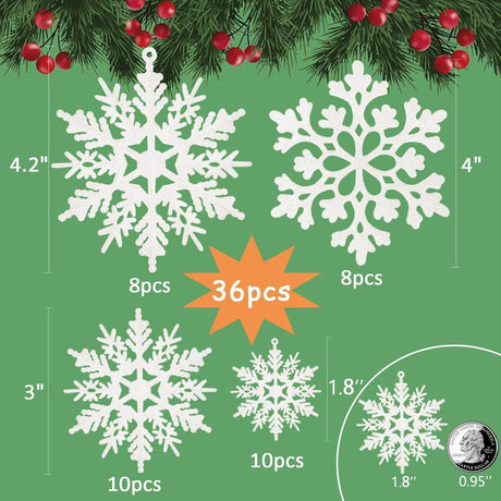 Festive Snowflake Ornaments for Christmas Tree Decor, Winter Holiday Party & Home Decoration (White)