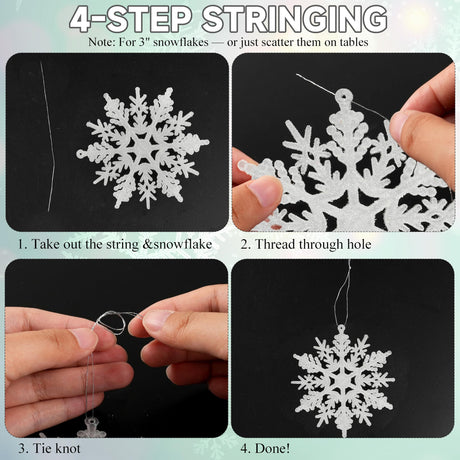 Festive Snowflake Ornaments for Christmas Tree Decor, Winter Holiday Party & Home Decoration (White)