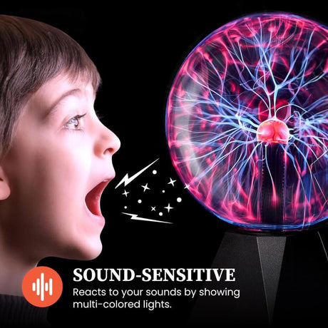 Plasma Ball Lamp - Touch & Sound Sensitive USB-Powered Globe for Decor, Parties & STEM Learning (7 Inch)