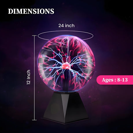 Plasma Ball Lamp - Touch & Sound Sensitive USB-Powered Globe for Decor, Parties & STEM Learning (8 Inch)