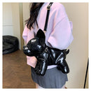 French Bulldog Shaped Bag – Cute Animal Crossbody Shoulder Bag with Adjustable Strap, PU Leather Dog Backpack for Women, Fashion Statement Accessory (Black)