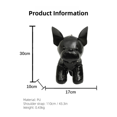 French Bulldog Shaped Bag – Cute Animal Crossbody Shoulder Bag with Adjustable Strap, PU Leather Dog Backpack for Women, Fashion Statement Accessory (Silver)