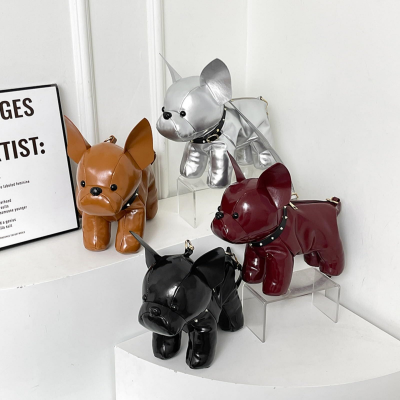 French Bulldog Shaped Bag – Cute Animal Crossbody Shoulder Bag with Adjustable Strap, PU Leather Dog Backpack for Women, Fashion Statement Accessory (Silver)