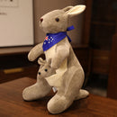 Kangaroo Stuffed Animal with Joey in Pouch & Australia Scarf - Soft Cuddly Plush Toy(55cm, light grey)| Other Colors Available in Store