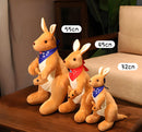 Kangaroo Stuffed Animal with Joey in Pouch & Australia Scarf - Soft Cuddly Plush Toy(32cm,light brown
)| Other Colors Available in Store