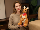 Kangaroo Stuffed Animal with Joey in Pouch & Australia Scarf - Soft Cuddly Plush Toy(45cm, light brown
)| Other Colors Available in Store