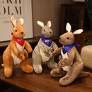 Kangaroo Stuffed Animal with Joey in Pouch & Australia Scarf - Soft Cuddly Plush Toy(32cm, Dark brown
)| Other Colors Available in Store