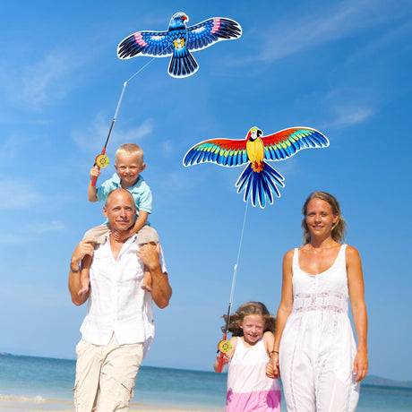 Kids’ Mini Fishing-Rod Kite Set – 3-Pack Bird Designs, Easy-Grip Reel Handle, Adjustable Line, Lightweight & Durable for Outdoor Play, Perfect for Beginners Ages 3–8, Encourages Active Fun and Family Bonding (Multicolor)