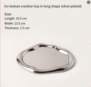 Silver Plated Ceramic Tray Set (Round & Long Shapes) – Minimalist Luxury Decorative Organizer for Jewelry, Vanity & Home Display| Other Styles Available in Store