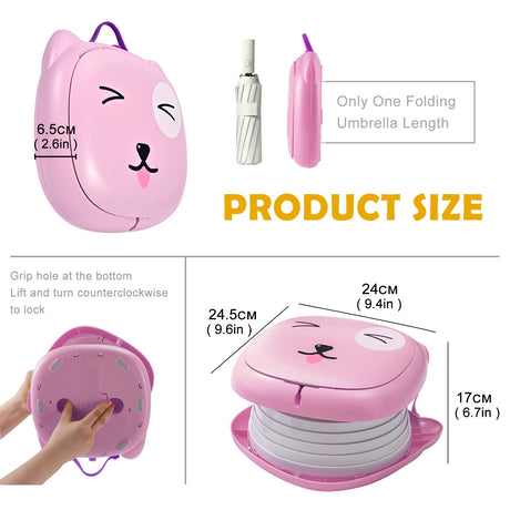Portable Folding Potty for Toddlers – Compact Travel Toilet with Cat Design, Easy to Carry & Clean, Ideal for Home, Car, Camping, Outdoor Use (Pink)