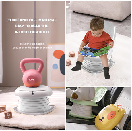 Portable Folding Potty for Toddlers – Compact Travel Toilet with Cat Design, Easy to Carry & Clean, Ideal for Home, Car, Camping, Outdoor Use (Grey)