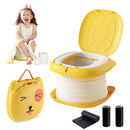 Portable Folding Potty for Toddlers – Compact Travel Toilet with Cat Design, Easy to Carry & Clean, Ideal for Home, Car, Camping, Outdoor Use (Yellow)