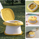 Portable Folding Potty for Toddlers – Compact Travel Toilet with Cat Design, Easy to Carry & Clean, Ideal for Home, Car, Camping, Outdoor Use (Yellow)