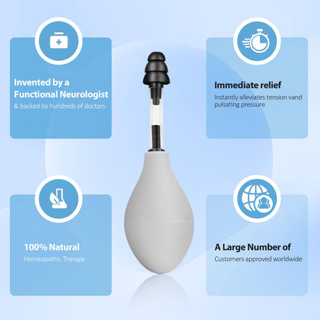 Ear Pressure Relief Tool – Natural Headache & Tinnitus Relief Device, Instant Pain Reduction, Portable Ear Massage for Migraine, Insomnia, Dizziness Use(Grey)